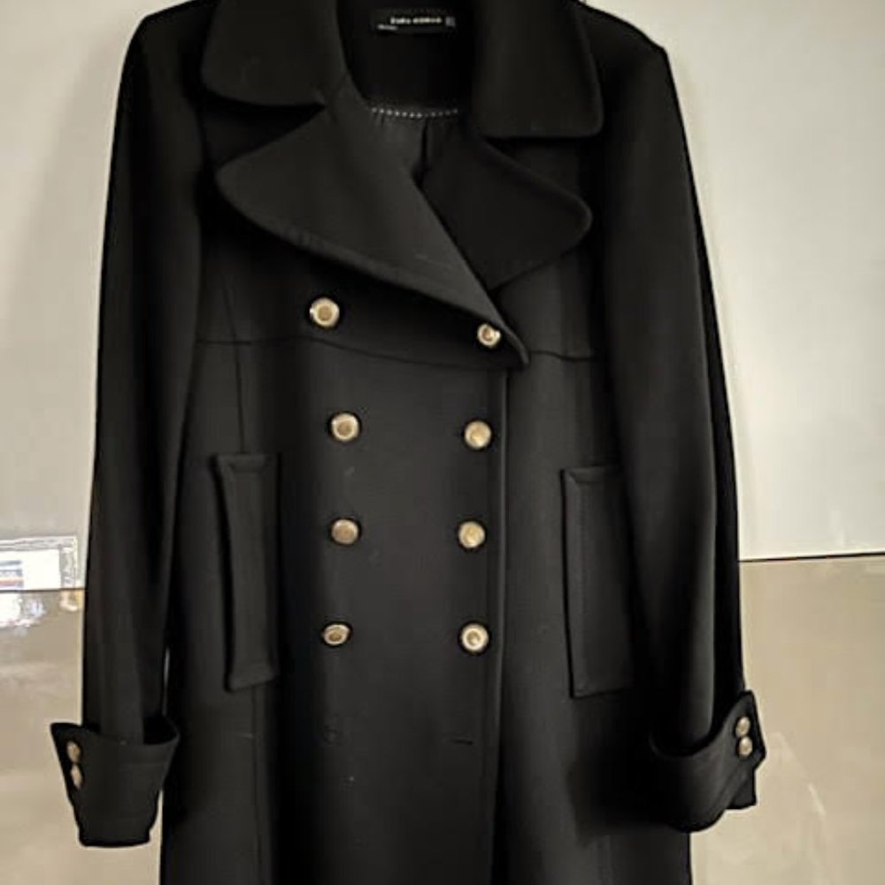 ZARA WOOL DOUBLE BREASTED MILITARY COAT SIZE M
